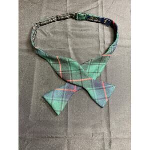Polo Ralph Lauren Green Plaid 100% Wool Bow Tie - One Size